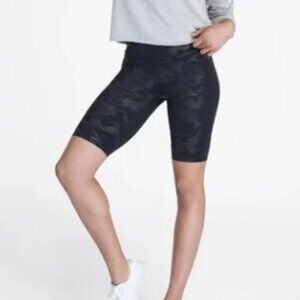 Spanx‎ Faux Leather Bike Shorts Black Camo High Rise Size Large